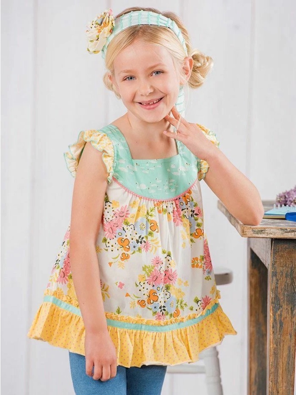 Matilda Jane Mint, Yellow & Pink Floral Tank Top